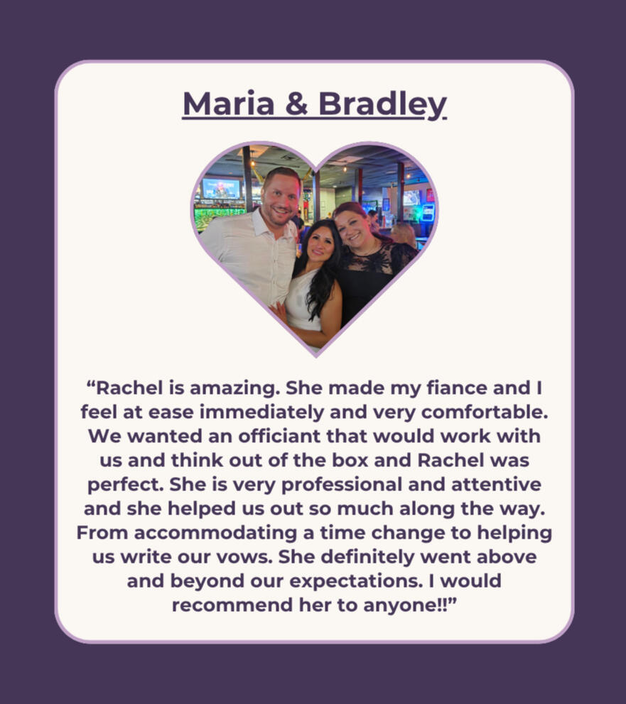 Review from couple and a photo from their ceremony